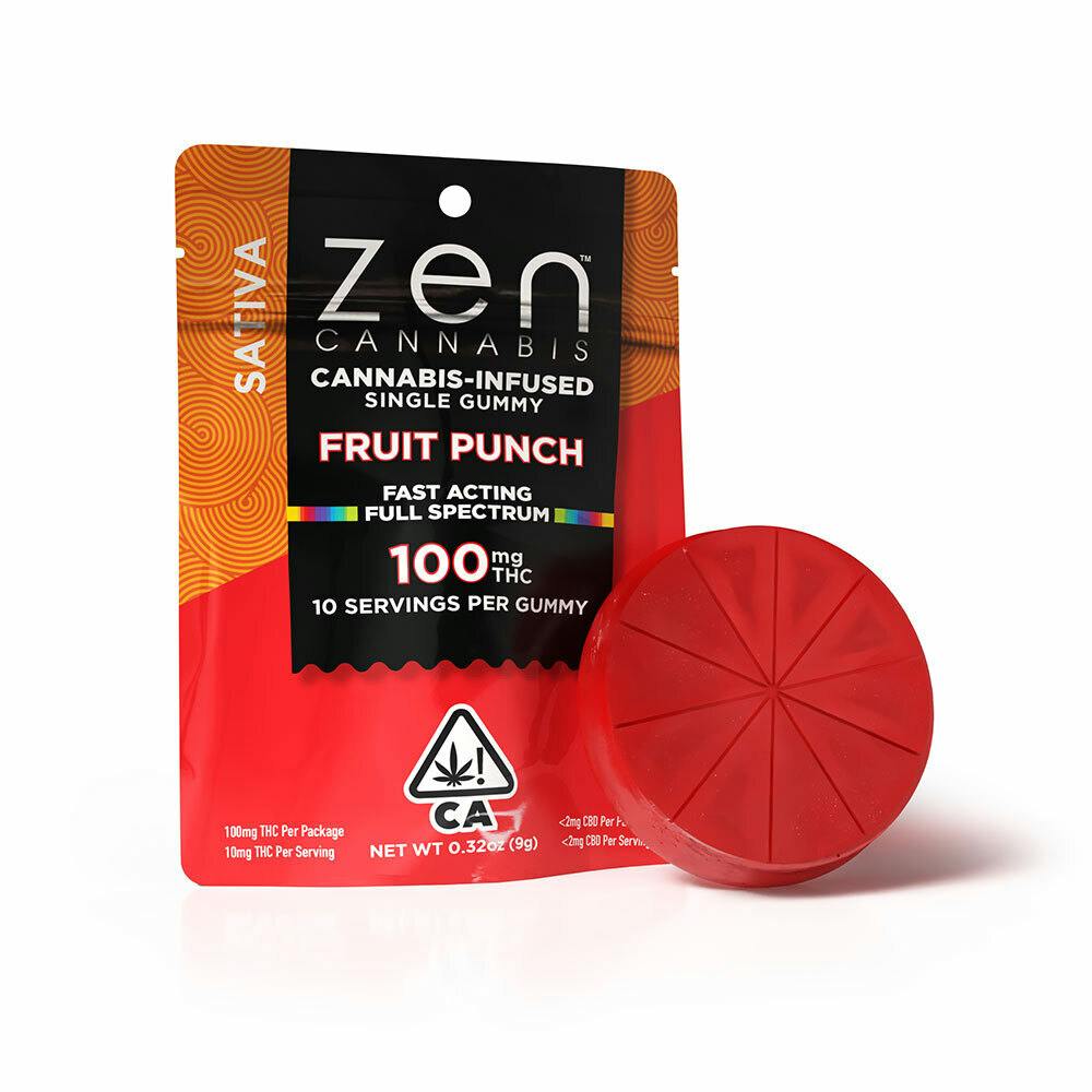 Photograph of product: Zen | Fruit Punch Oui'd Single Gummy | 100mg