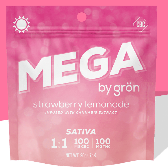 Photograph of product: Grn | Strawberry Lemonade MEGA 1:1 CBC/TH-oui | 1pk/100mg