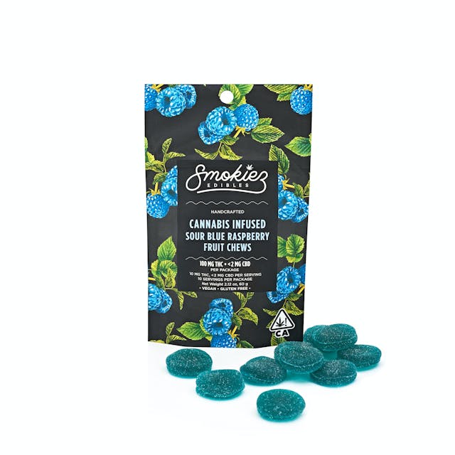 Photograph of product: Sour Blue Raspberry | 100mg Fruit Chews