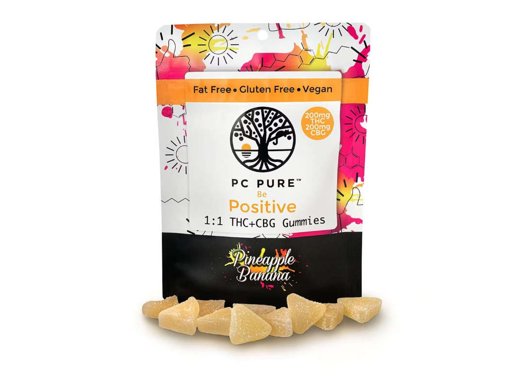 Photograph of product: PC PURE | Pineapple Banana TH-oui:CBG Gummies | 200mg/10pc
