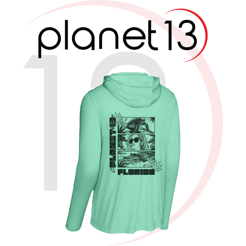 Photograph of product: Planet 13 LS Hoodie Shirt - Seafoam - L