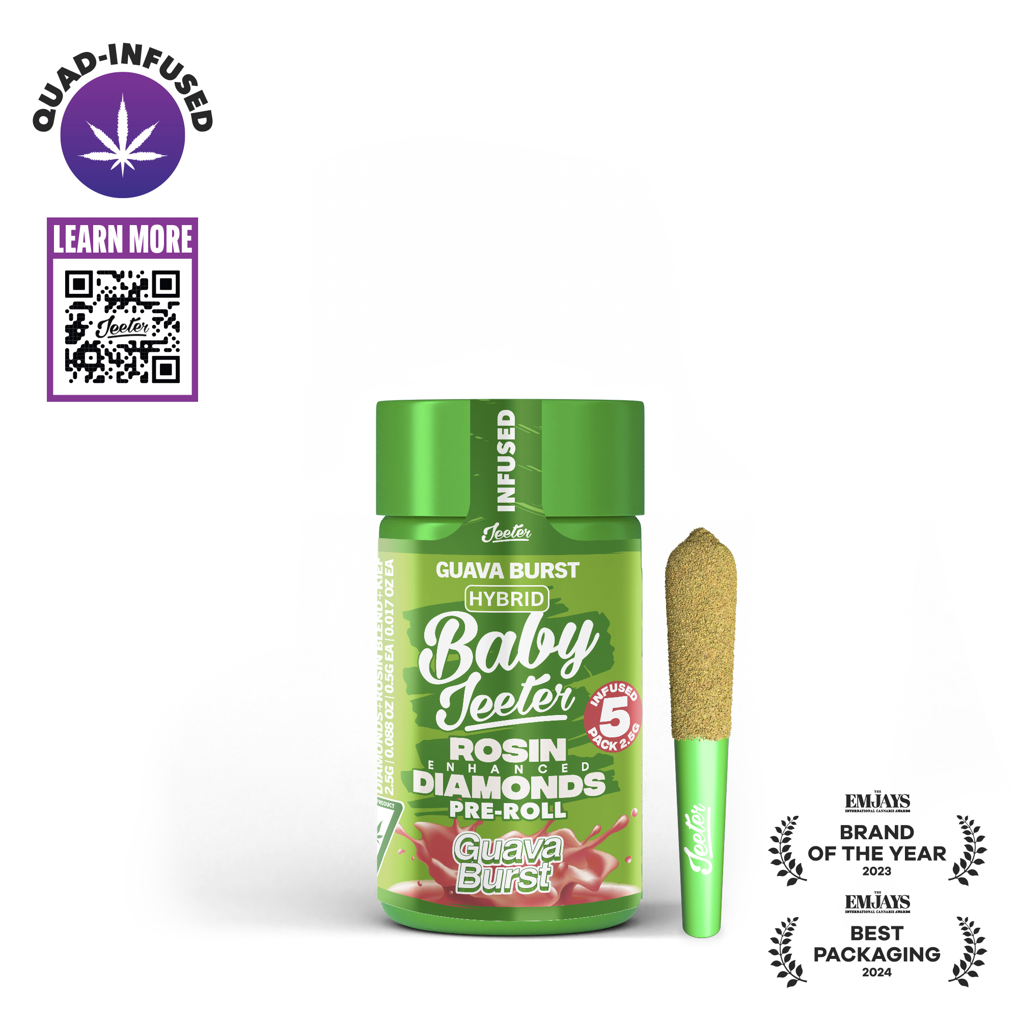 Photograph of instaPanelPhoto: Guava Burst 5pk Quad Infused Pre-Rolls
