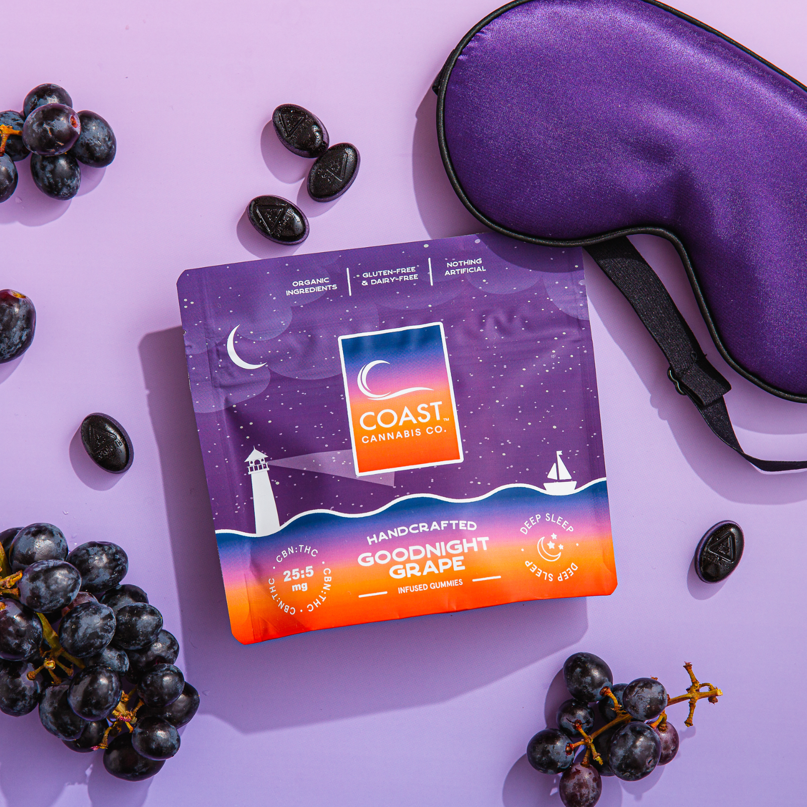 Photograph of Product: 100mg Gummies | 25:5 CBN GoodNight Grape | Coast Cannabis