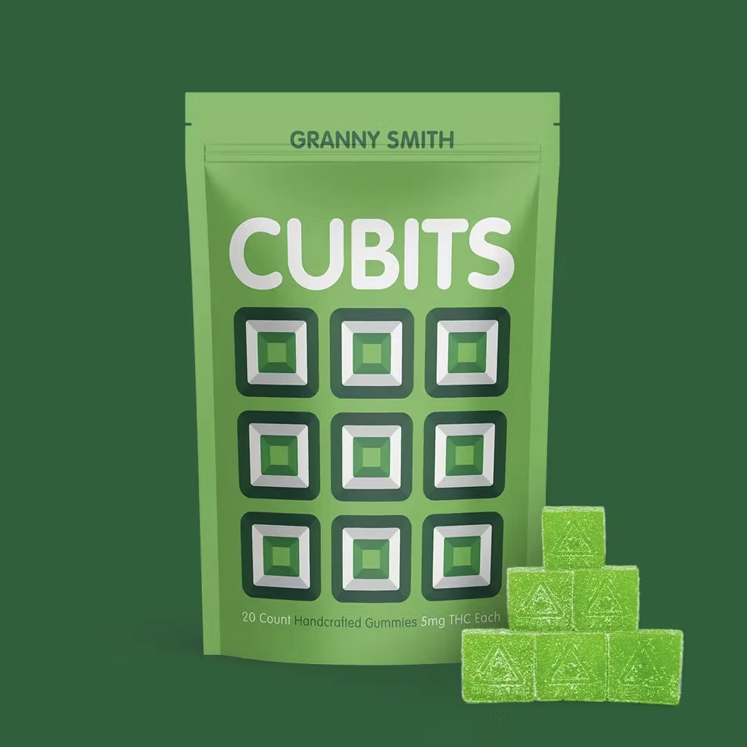 Photograph of product: Cubits | Sour Gummies | Granny Smith | 20pk/100mg