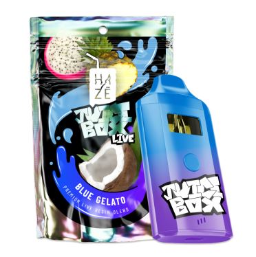 Photograph of product: Haz Juice Box Blue Gelato Live Resin AIO 2g