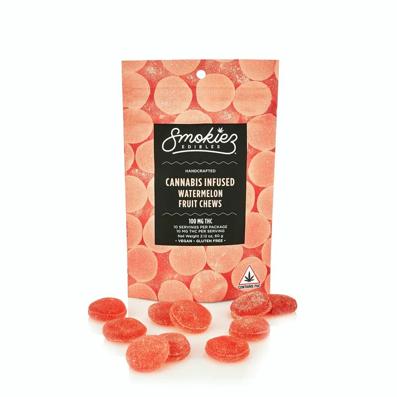 Photograph of product: Smokiez - Watermelon Hybrid Fruit Chews 100mg (Rec)