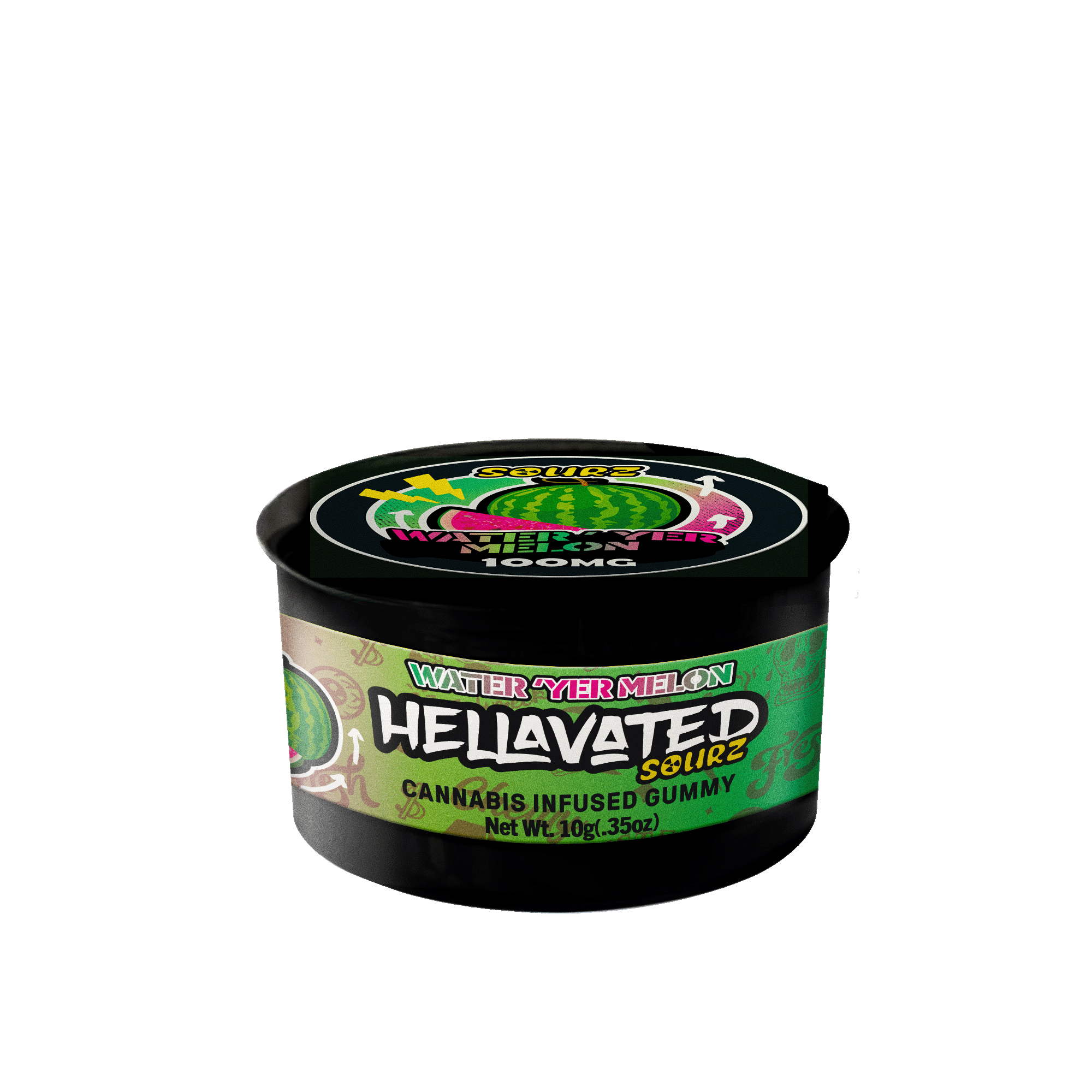 Photograph of product: Hellavated - Sour Water'yer Melon Gummiez - 100mg