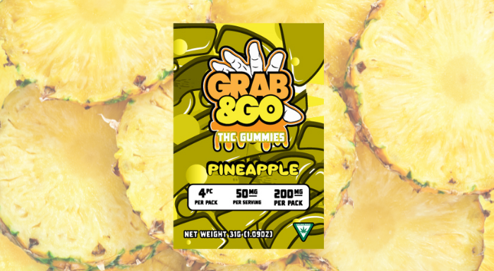 Photograph of product: Grab & Go 200mg Gummies Pineapple