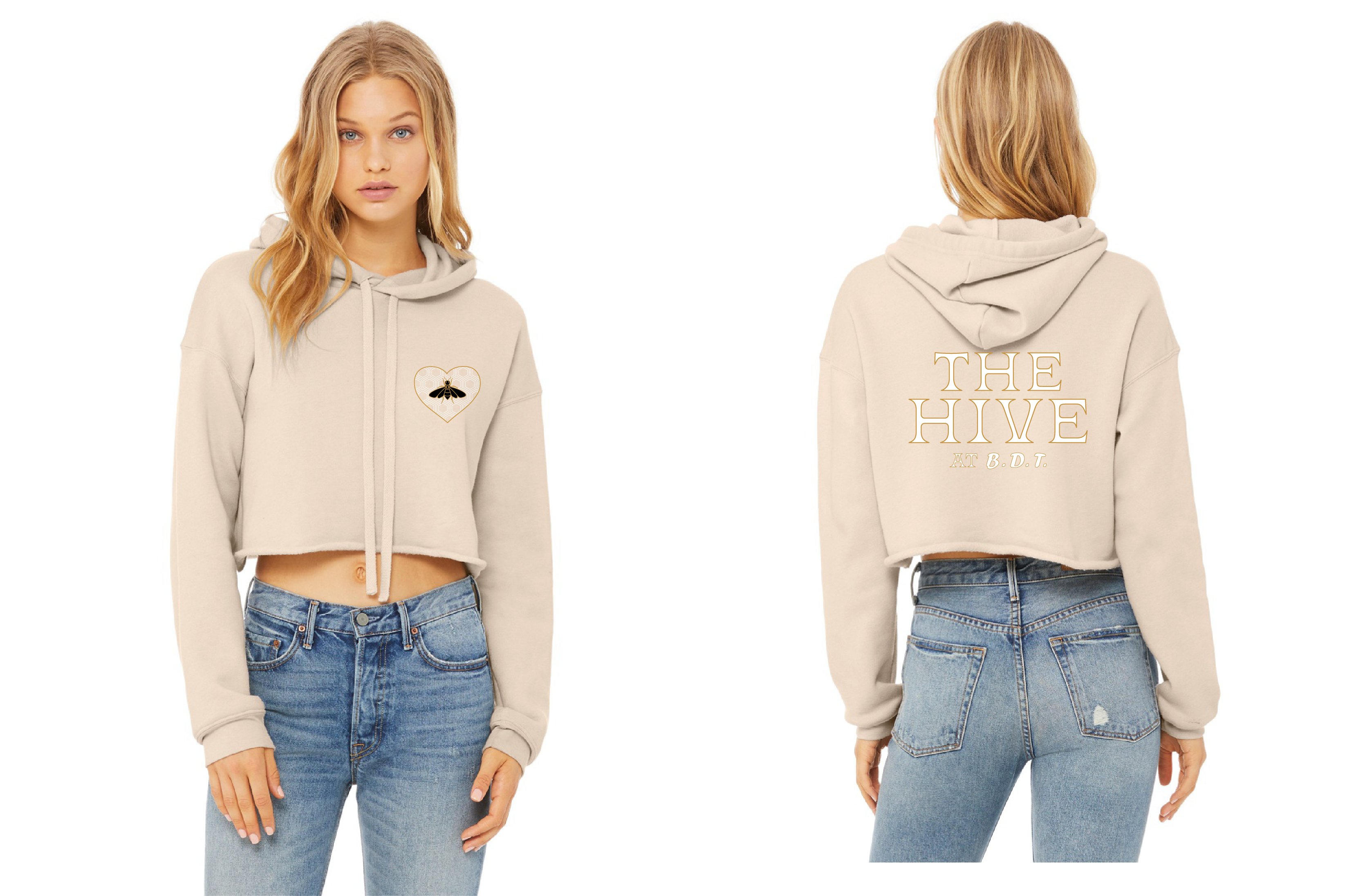 Photograph of product: The Hive Cropped Sand Hoodie
