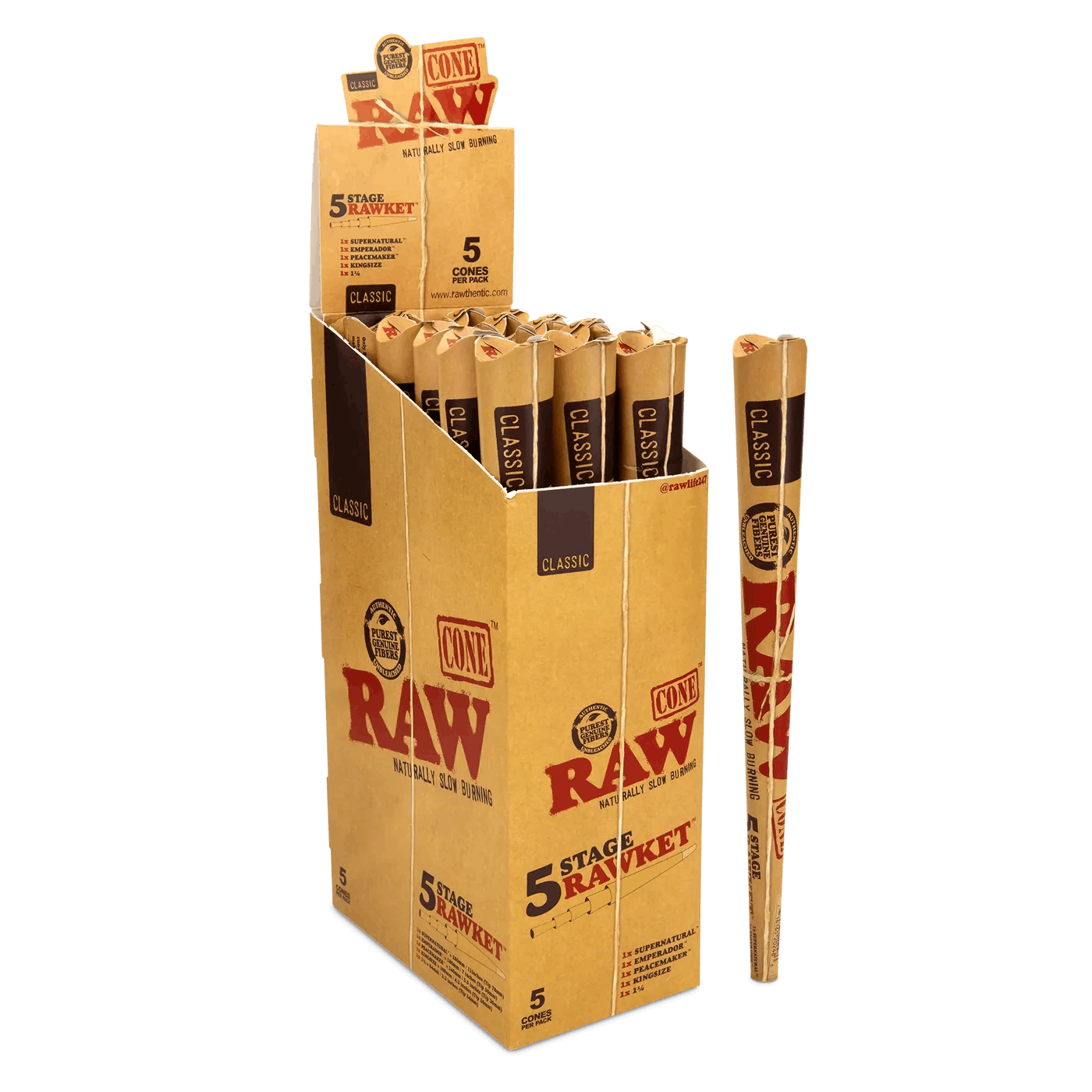 Photograph of product: RAW 5 Stage Rawket Rolling Papers Cone