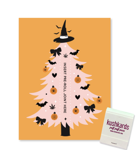 Photograph of product: KushKards | Witchy Oui'd Holiday Tree Greeting Card | Greeting Cards