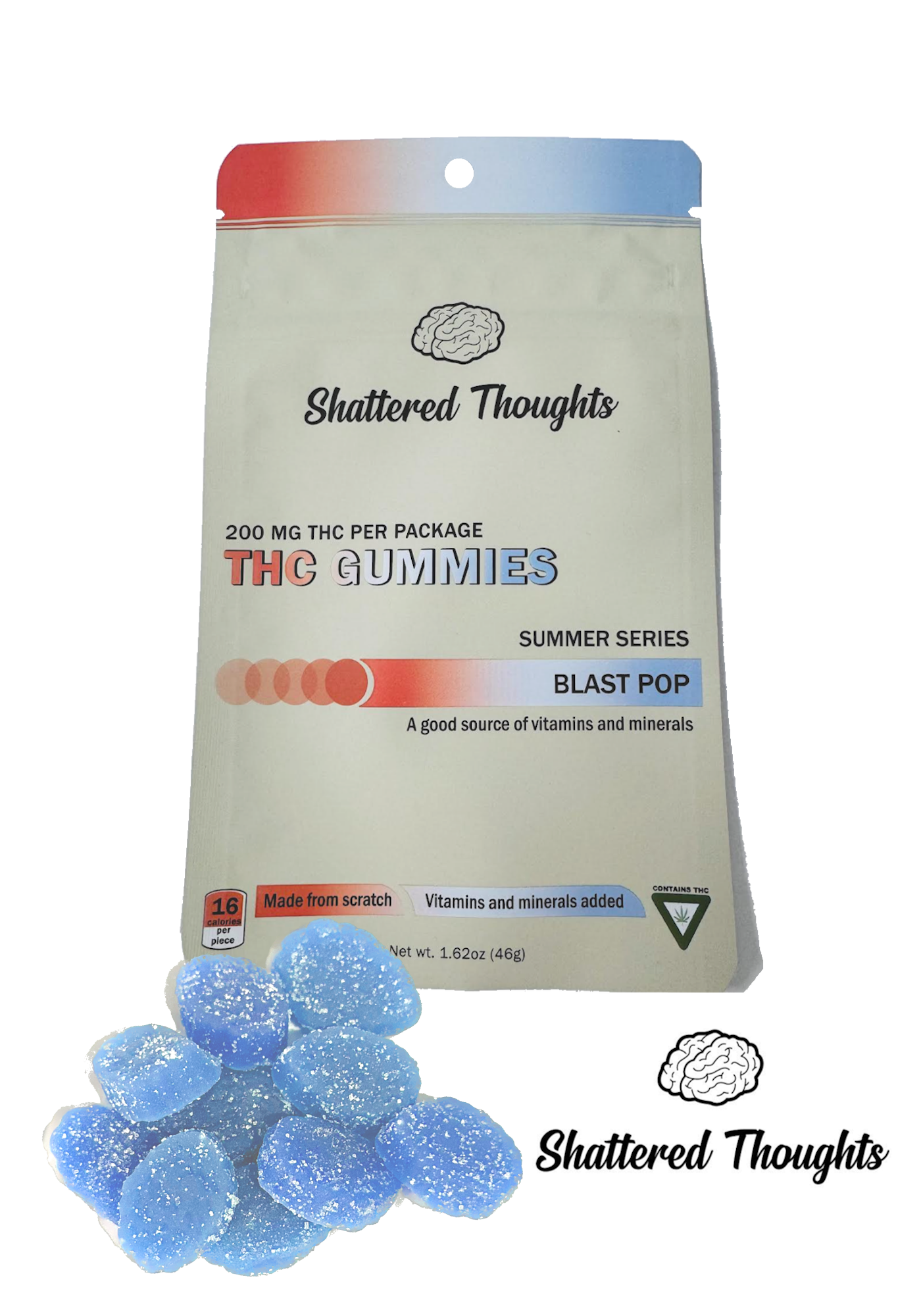 Photograph of product: Shattered Thoughts Blast Pop Gummies | 200mg