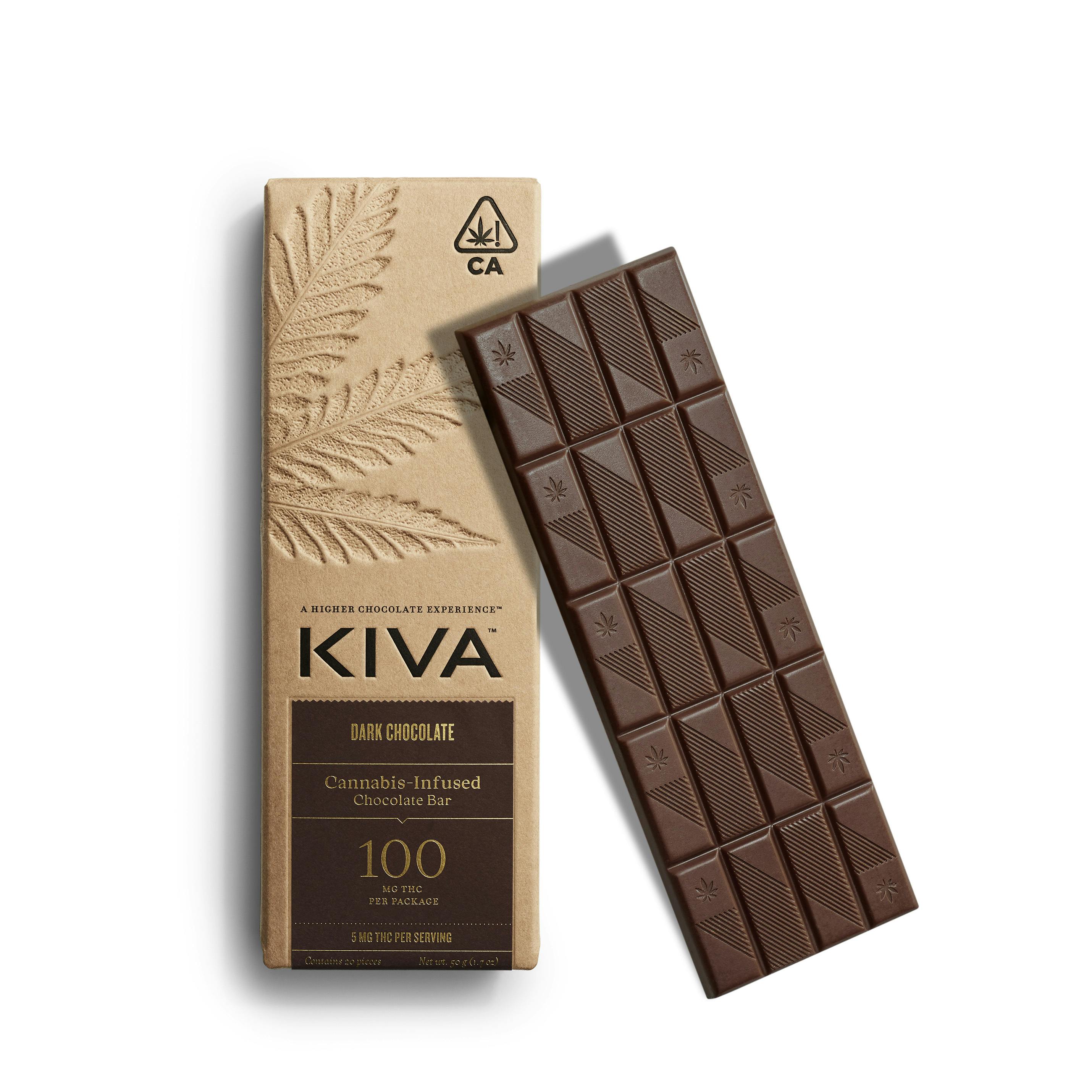 Photograph of product: Kiva - Dark Chocolate Bar 100mg