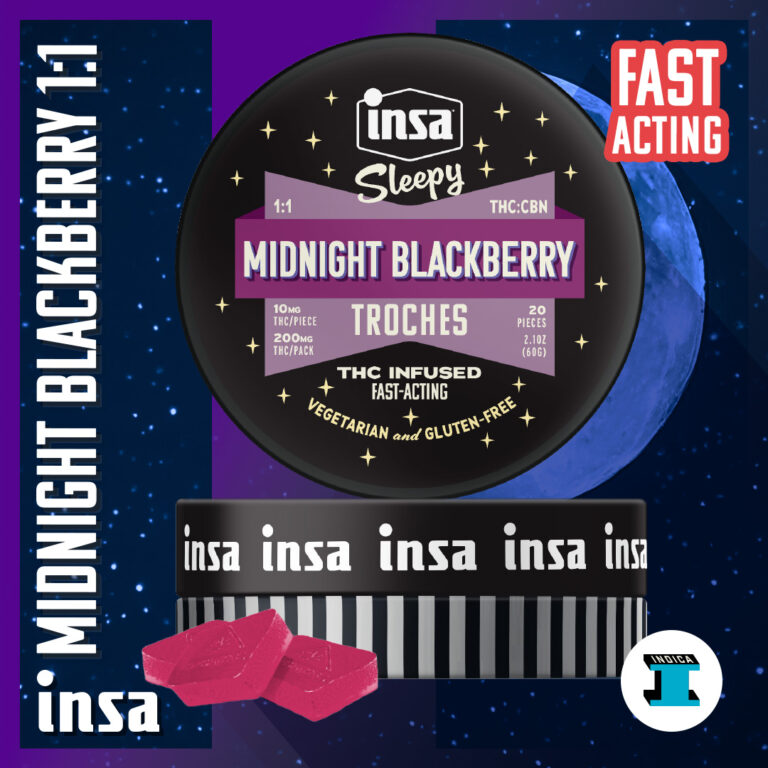 Photograph of product: INSA Midnight Blackberry 1:1 RSO Troches 10mg (20pk)