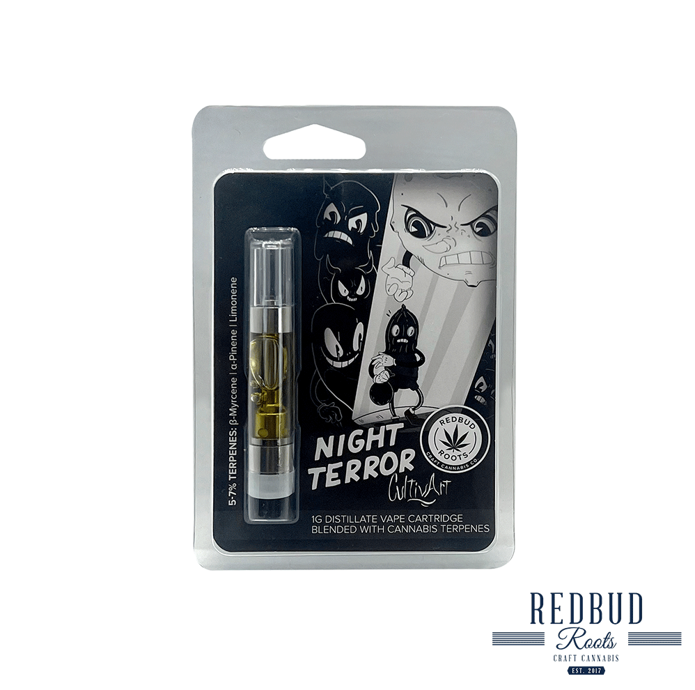 Photograph of product: Redbud Roots Night Terror Cultivart 1g Vape Cart
