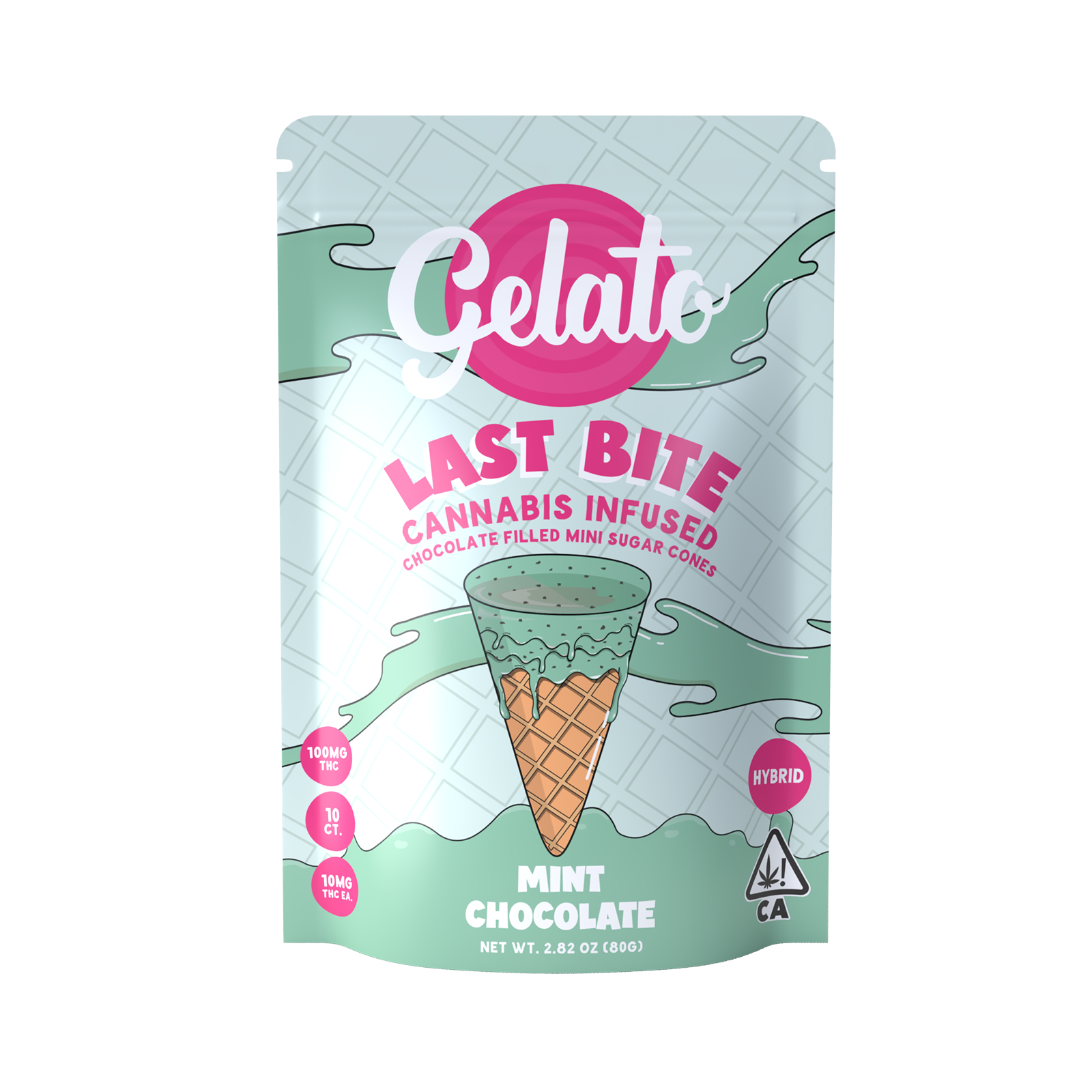 Photograph of product: Gelato | Last Bites Mint Chip Chocolate Mini Cones 100mg
