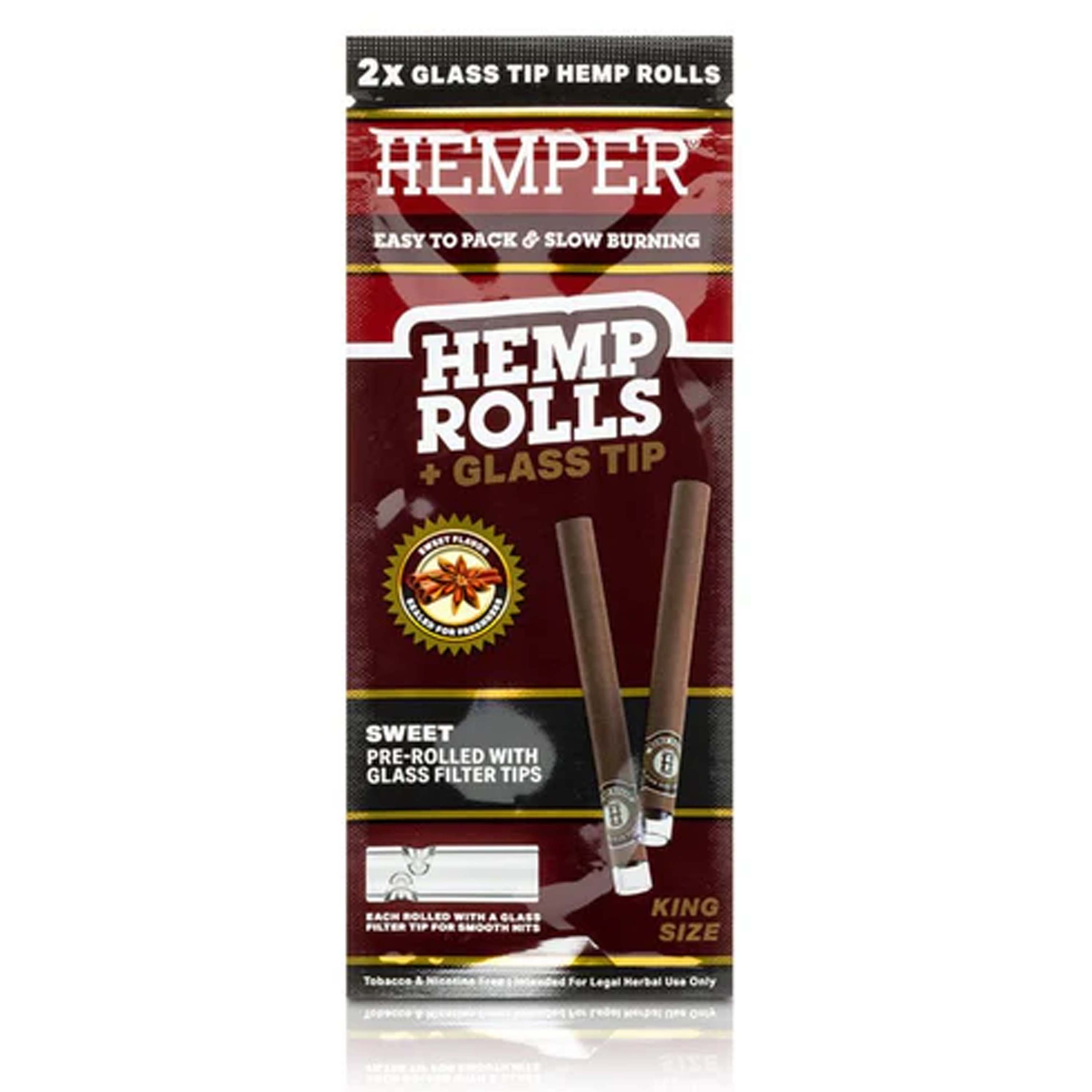 Photograph of product: Hemper - King Size Hemp Cones w/ Glass Tip 2 pk Sweet Flavor - 109mm