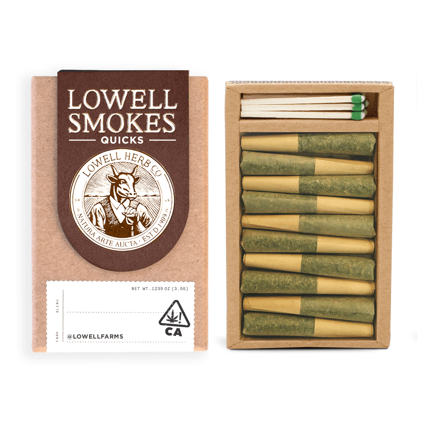 Photograph of product: Lowell Herb Co. - Quicks - 3.5g - 10ct Pre Roll Pack - The Chill