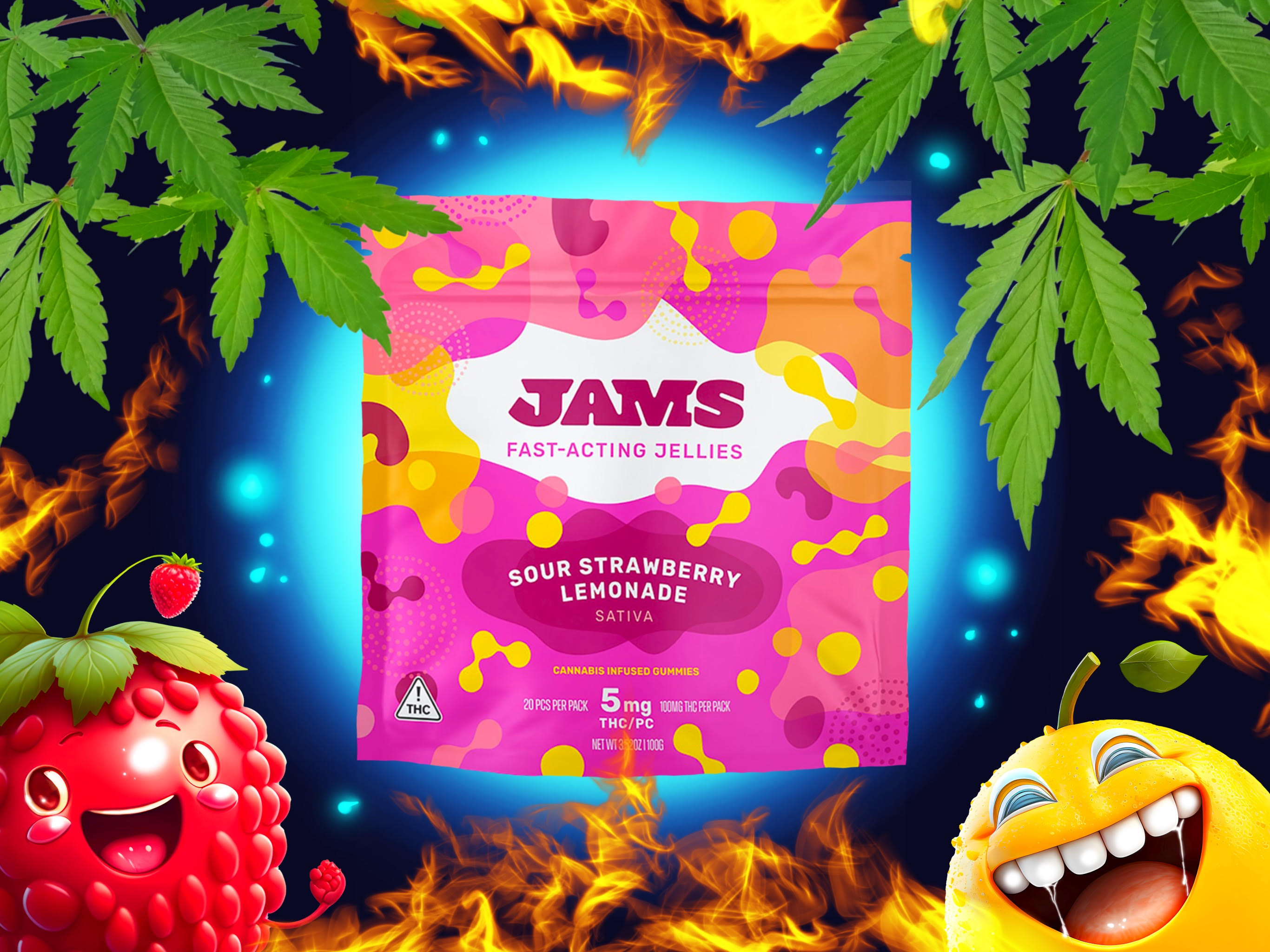 Photograph of product: Sour Strawberry Lemonade | Fast Acting Jellies 100mg/20pk 20pk