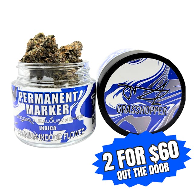 Photograph of product: Grasshopper - Premium Flower - Permanent Marker - 3.5g - 