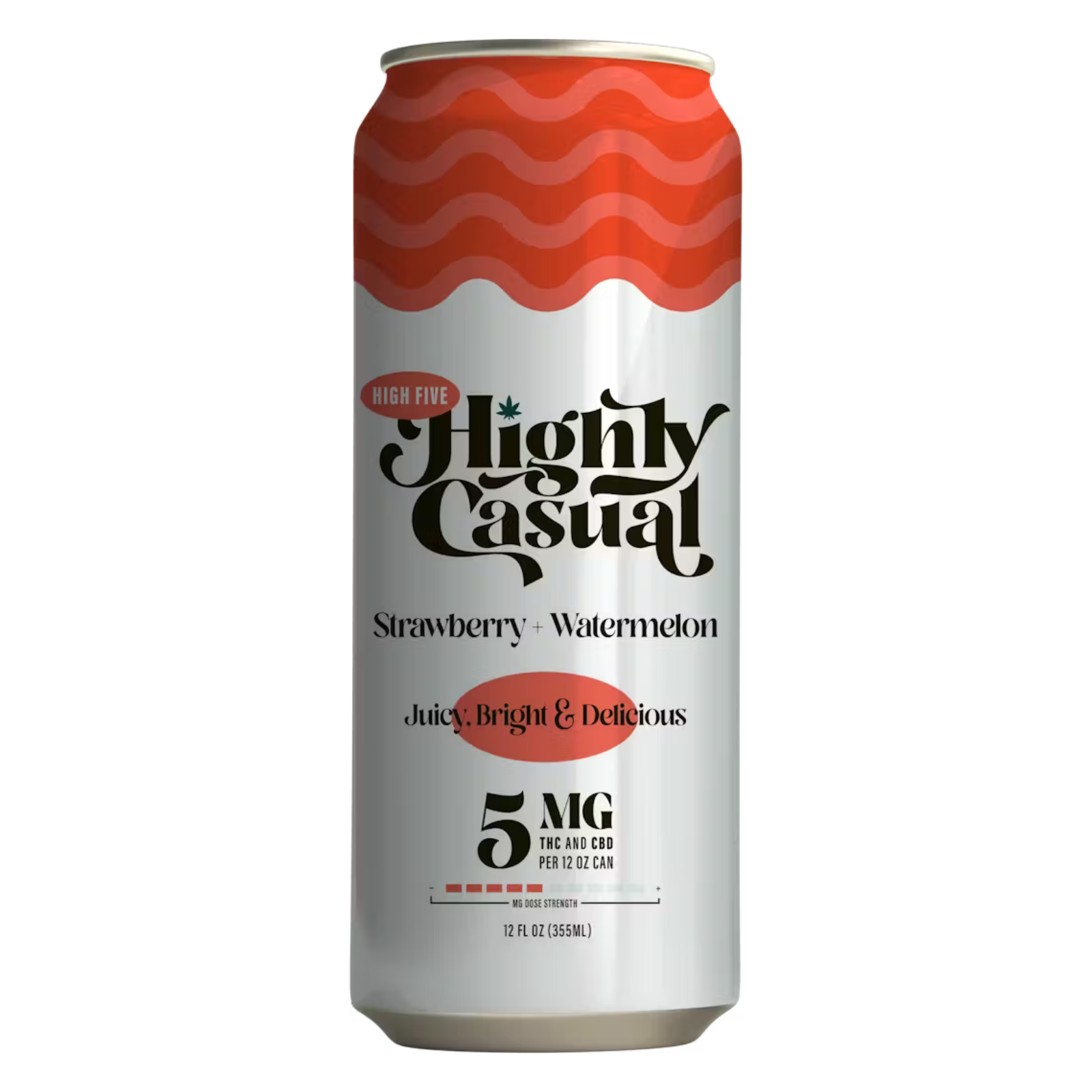 Photograph of product: Highly Casual | Strawberry & Watermelon 1:1 Seltzer | TH-oui:CBD 5mg:5mg