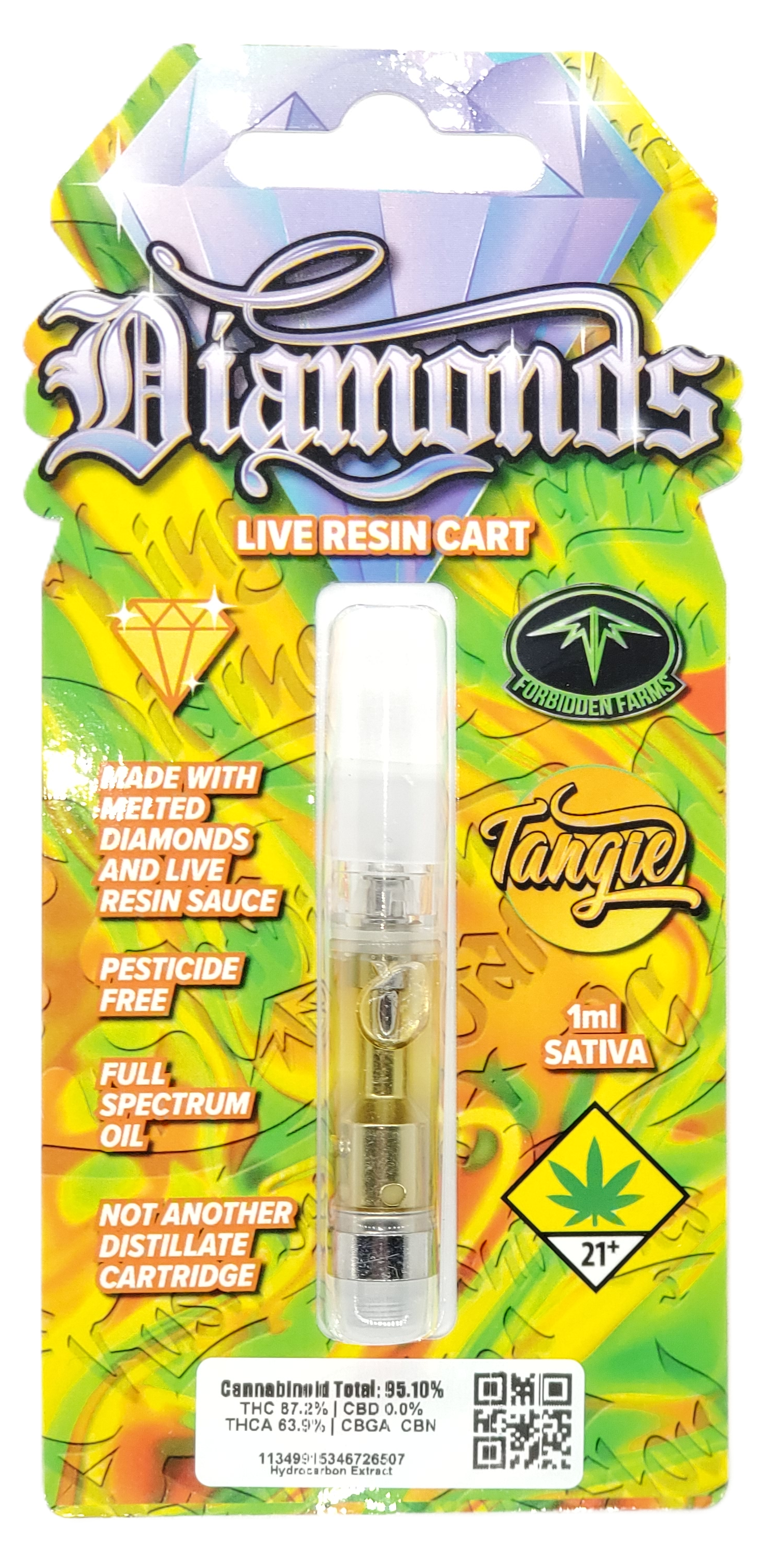 Photograph of product: Diamonds VAPE Tangie LR Cart 1g