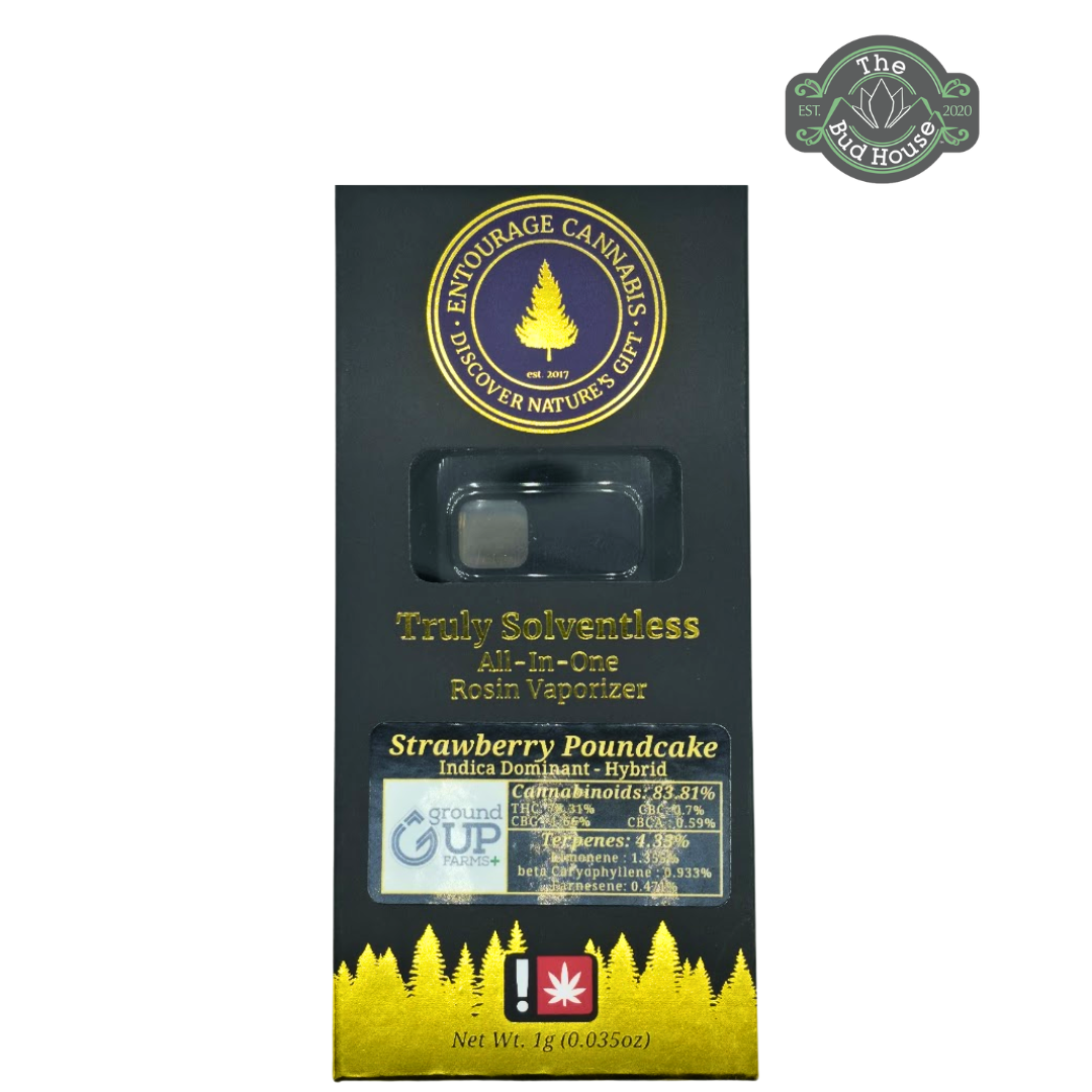 Photograph of product: Entourage 1g STRAWBERRY POUNDCAKE Rosin AIO