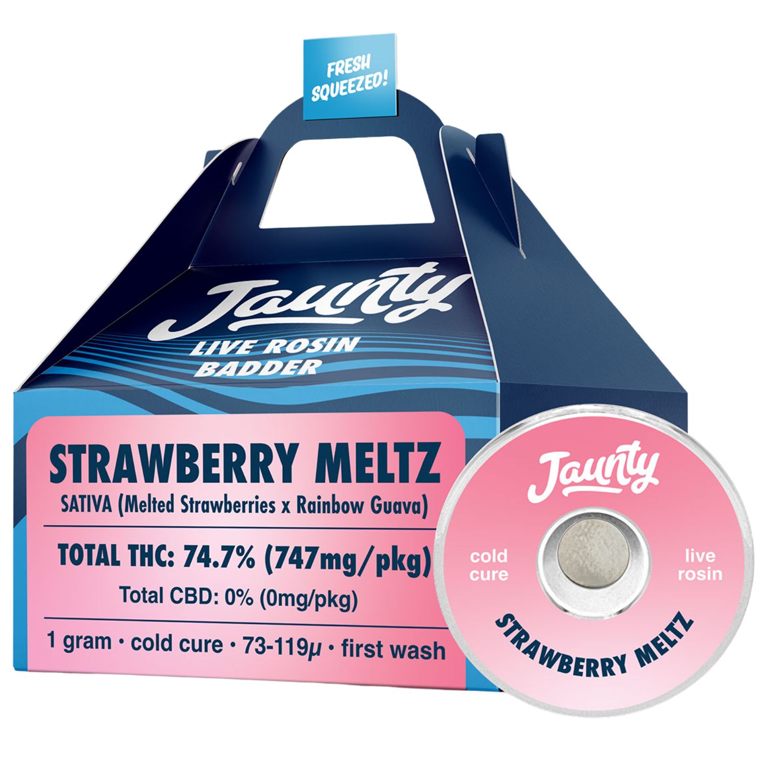 Photograph of product: Strawberry Meltz Cold Cure Live Rosin Badder