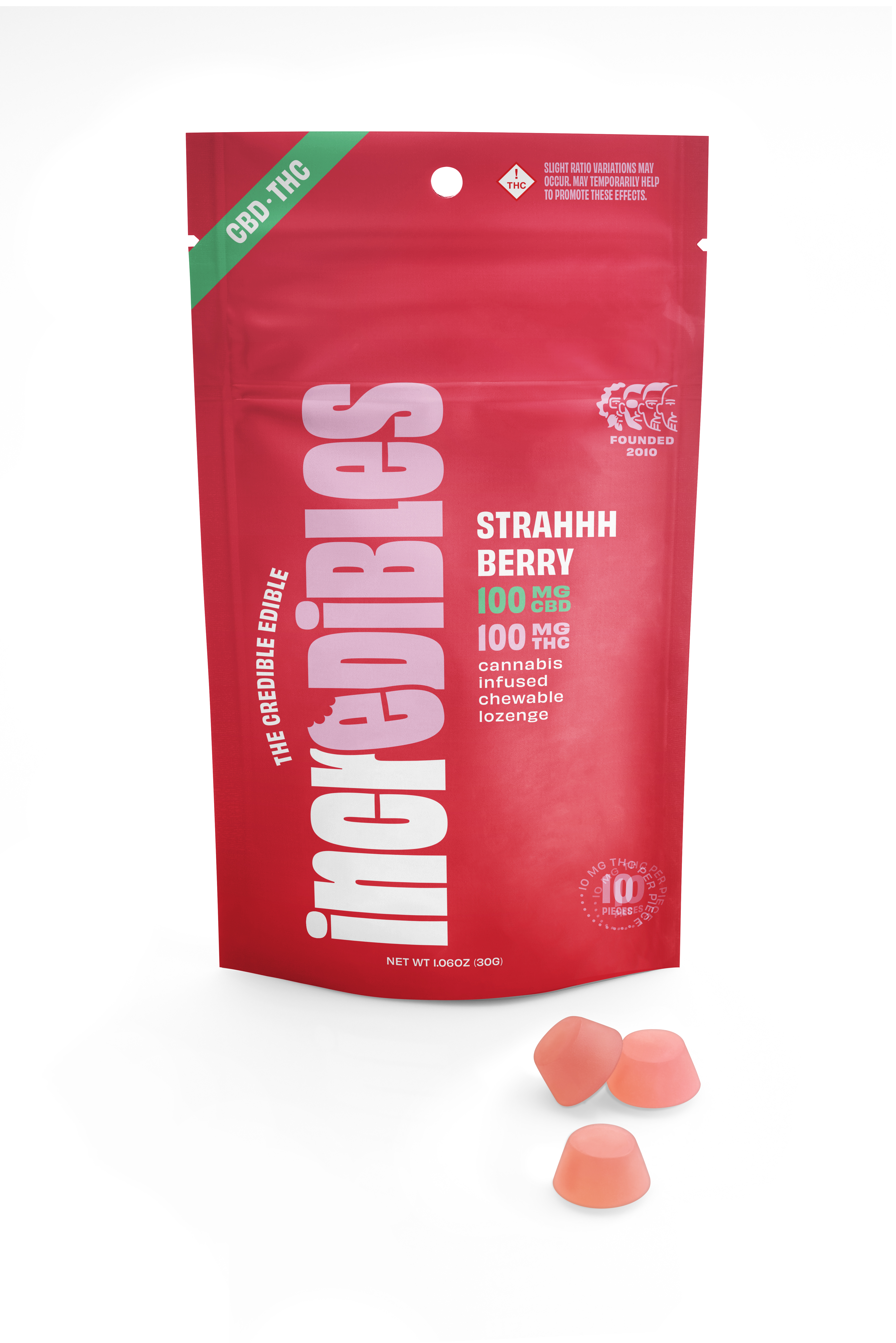 Photograph of product: Strahhberry Gummies [10pk] (100mg TH-oui/100mg CBD)