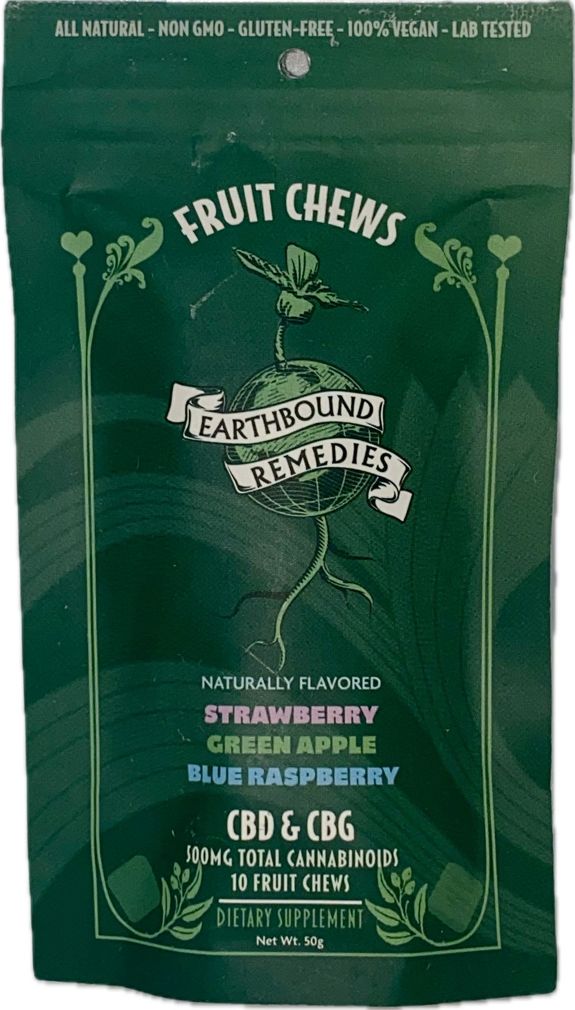 Photograph of product: Earthbound Remedies - CBD & CBG Gummies- 25mg CBD/25mg CBG- 10 Pack