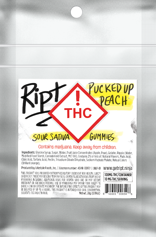 Photograph of product: Ript Gummies Oui'd: Pucked up Peach