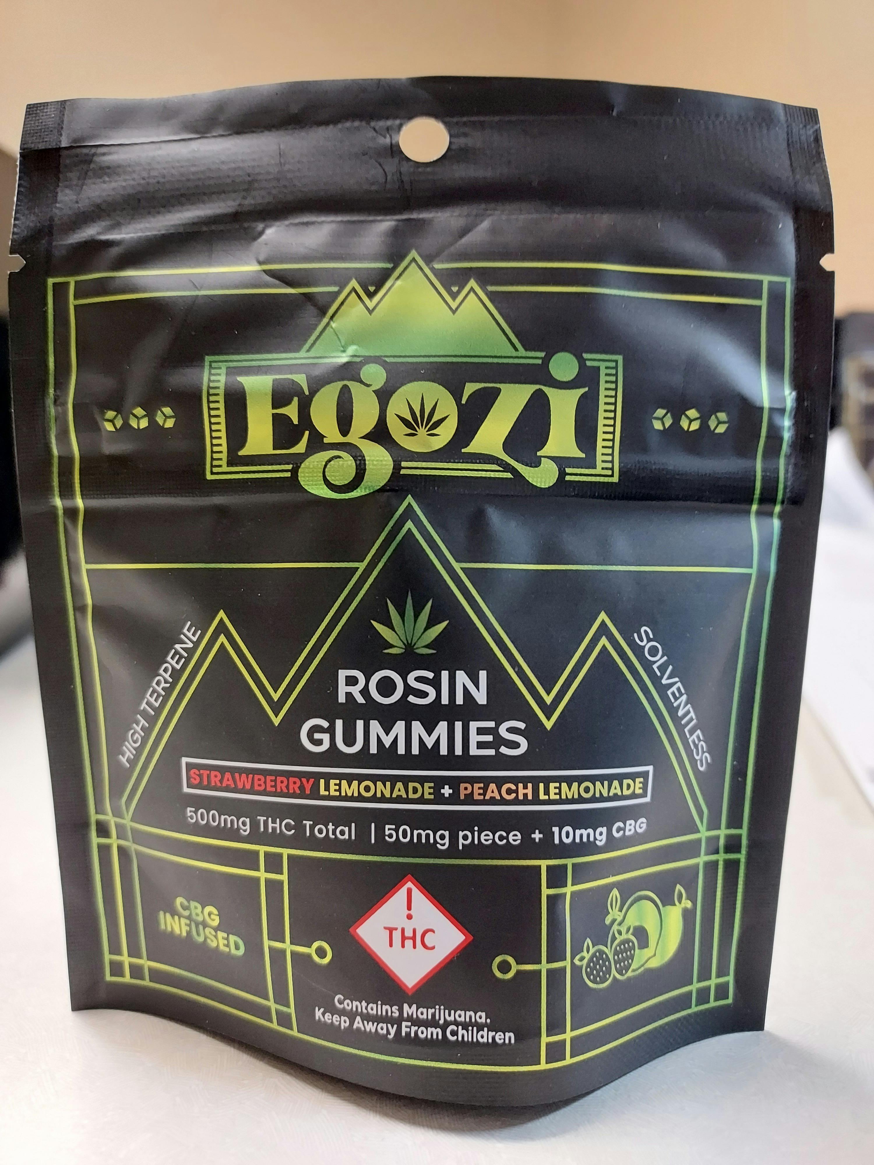 Photograph of product: EGOZI - 500mg 5:1 CBG ROSIN GUMMIES - STRAW/PEACH/LEMONADE