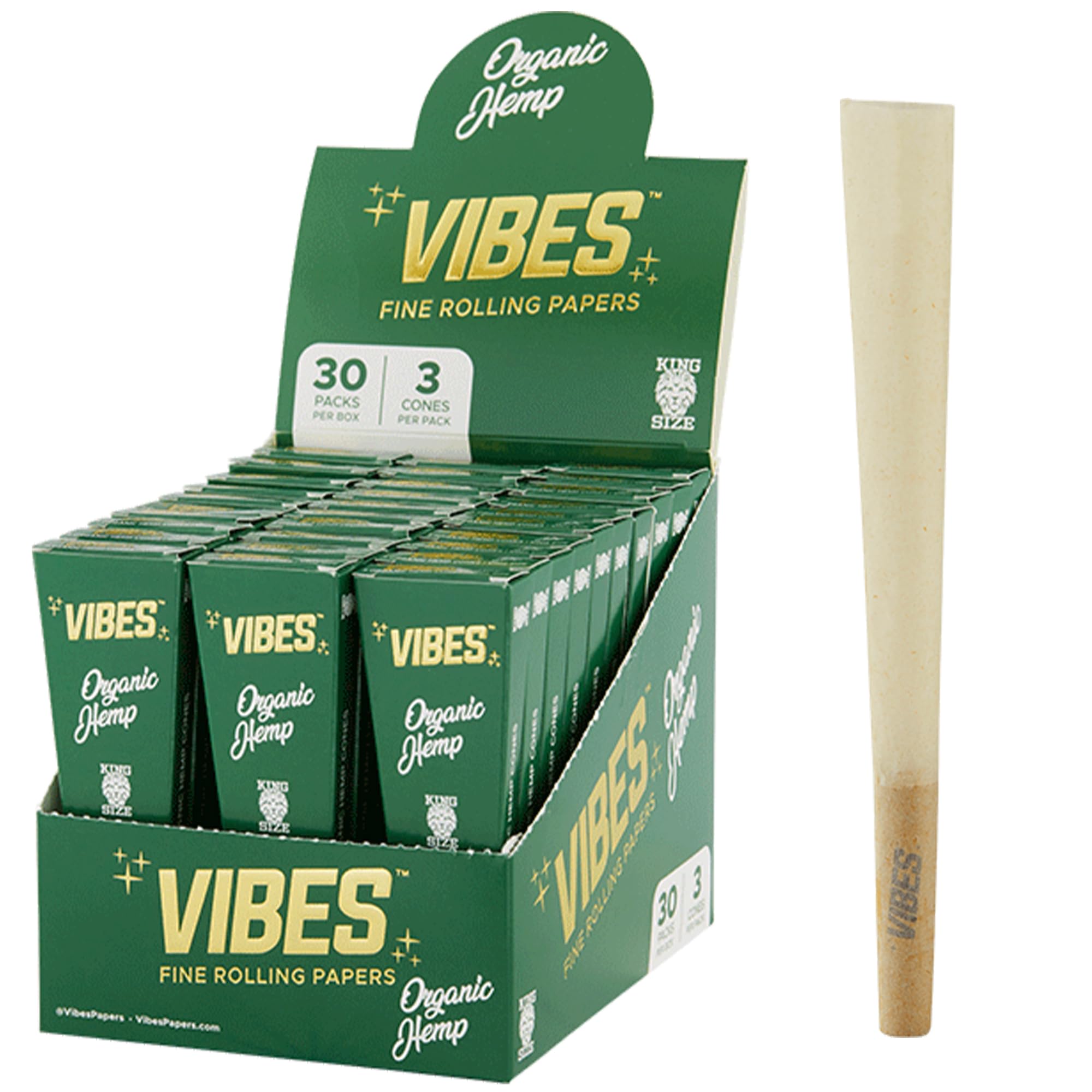 Photograph of product: Vibes | King Size Organic Hemp Cones 3pk