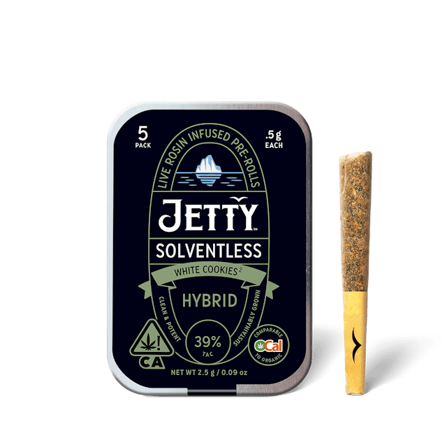 Photograph of product: White Cookies X Hash Burger | .5g x 5 Live Rosin Infused Pre-Rolls - 