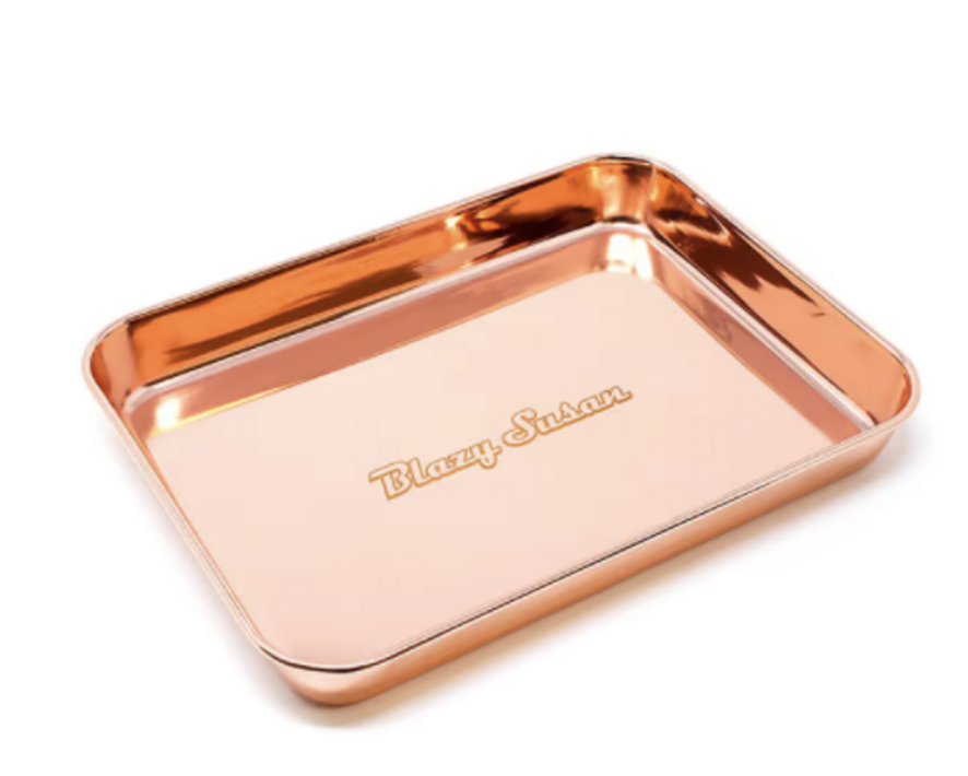 Photograph of product: Blazy Susan Rolling Tray Stainless Steel 9.25" x 7"- Metallic Rose
