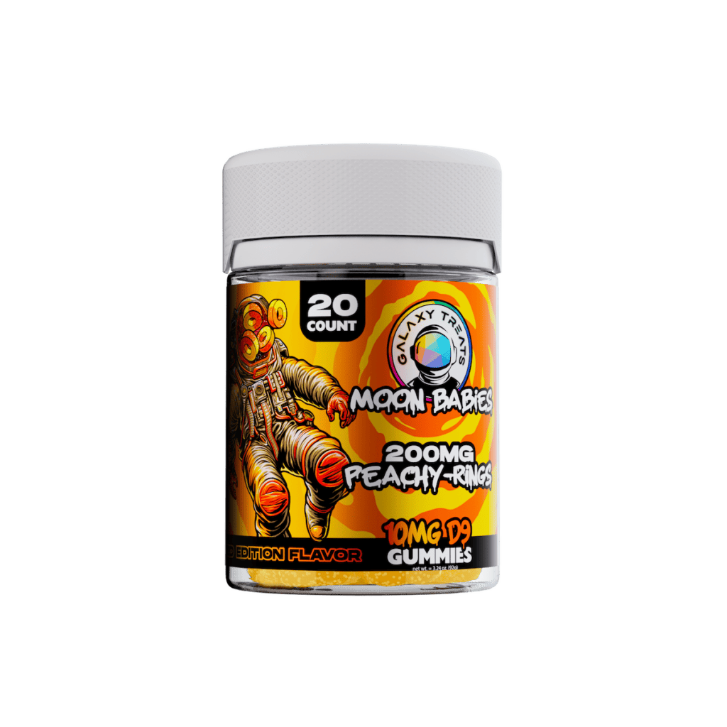 Photograph of product: GALAXY TREATS  Moon Babies 20ct 200mg D9 Peachy-Rings Gummies