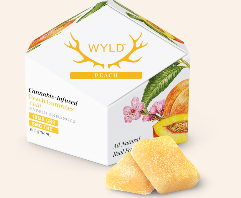 Photograph of product: Peach - (2:1 - CBD:TH-oui) 100mg Gummies - Wyld