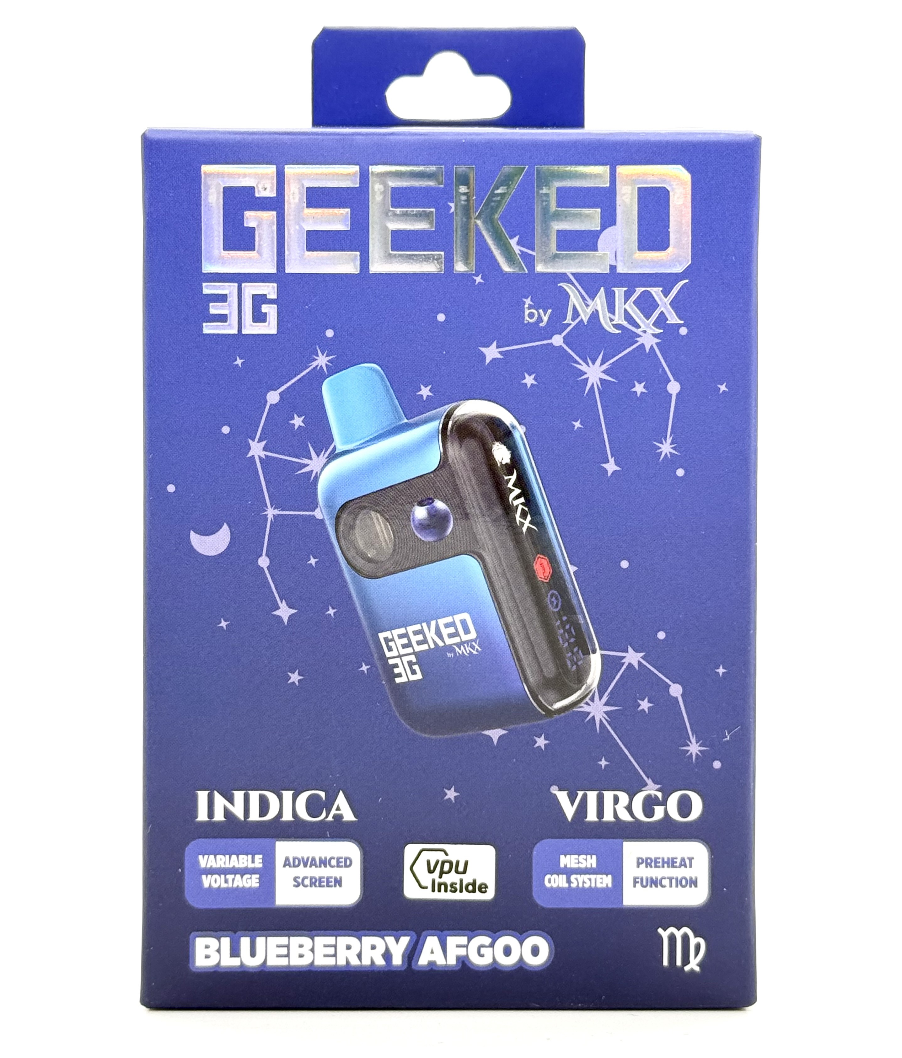 Photograph of product: Geeked x MKX Blueberry Afgoo Disposable Vape Rec