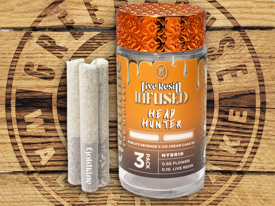 Photograph of product: Goldkine | Head Hunter | 0.6g Infused Pre Roll 3PK