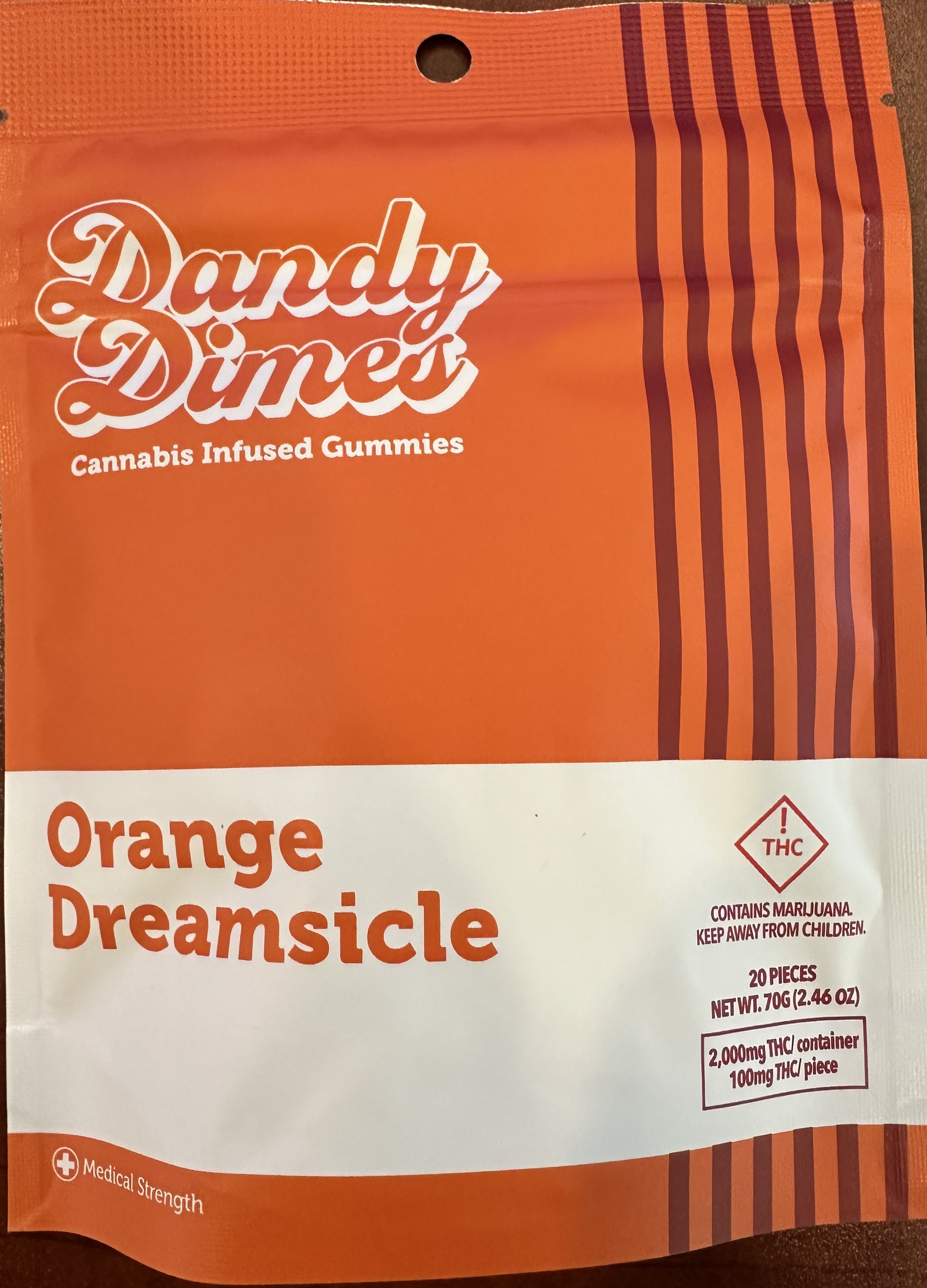 Photograph of product: Dandy Dimes Gummies - Orange Dreamsicle (2000mg)