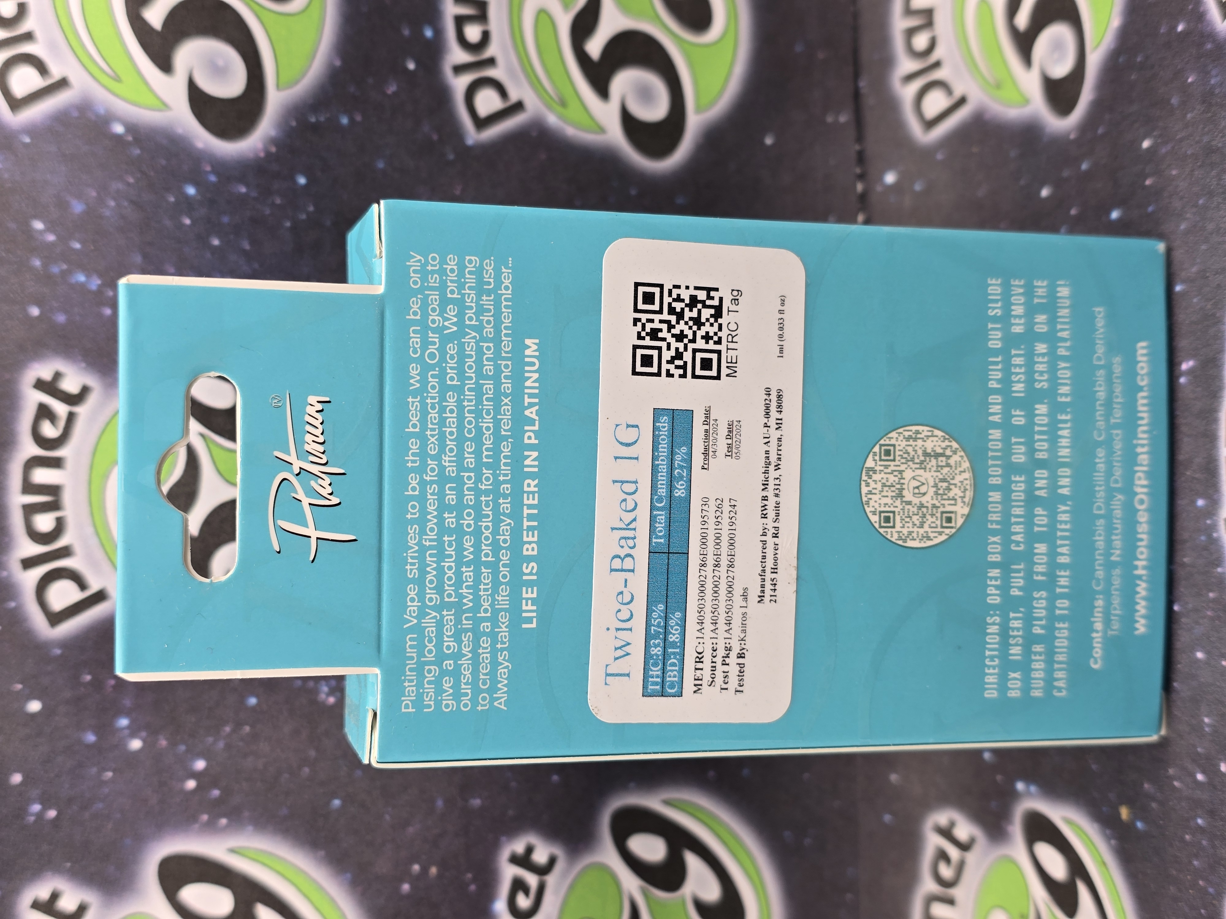 Photograph of product: Platinum Vape | Twice-Baked Cartridge (I)