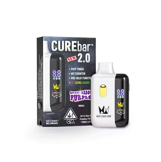 Photograph of product: WCC Granddaddy Purple CureBar 2.0 Ready To Use Vape (I) 1g