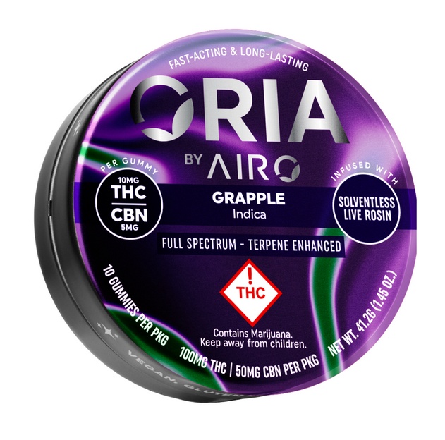Photograph of product: Oria 10mg 2: apple Live Resin Oui'd Gummies - 100mg TH-oui: 50mg CBN