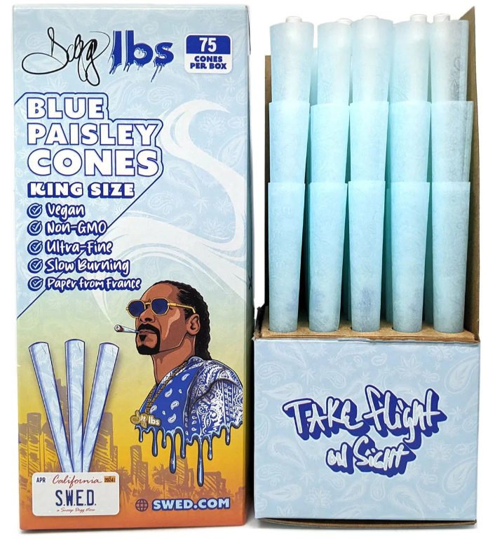 Photograph of product: Cones | Dogg Lbs | Blue Paisley King Size (3ct)