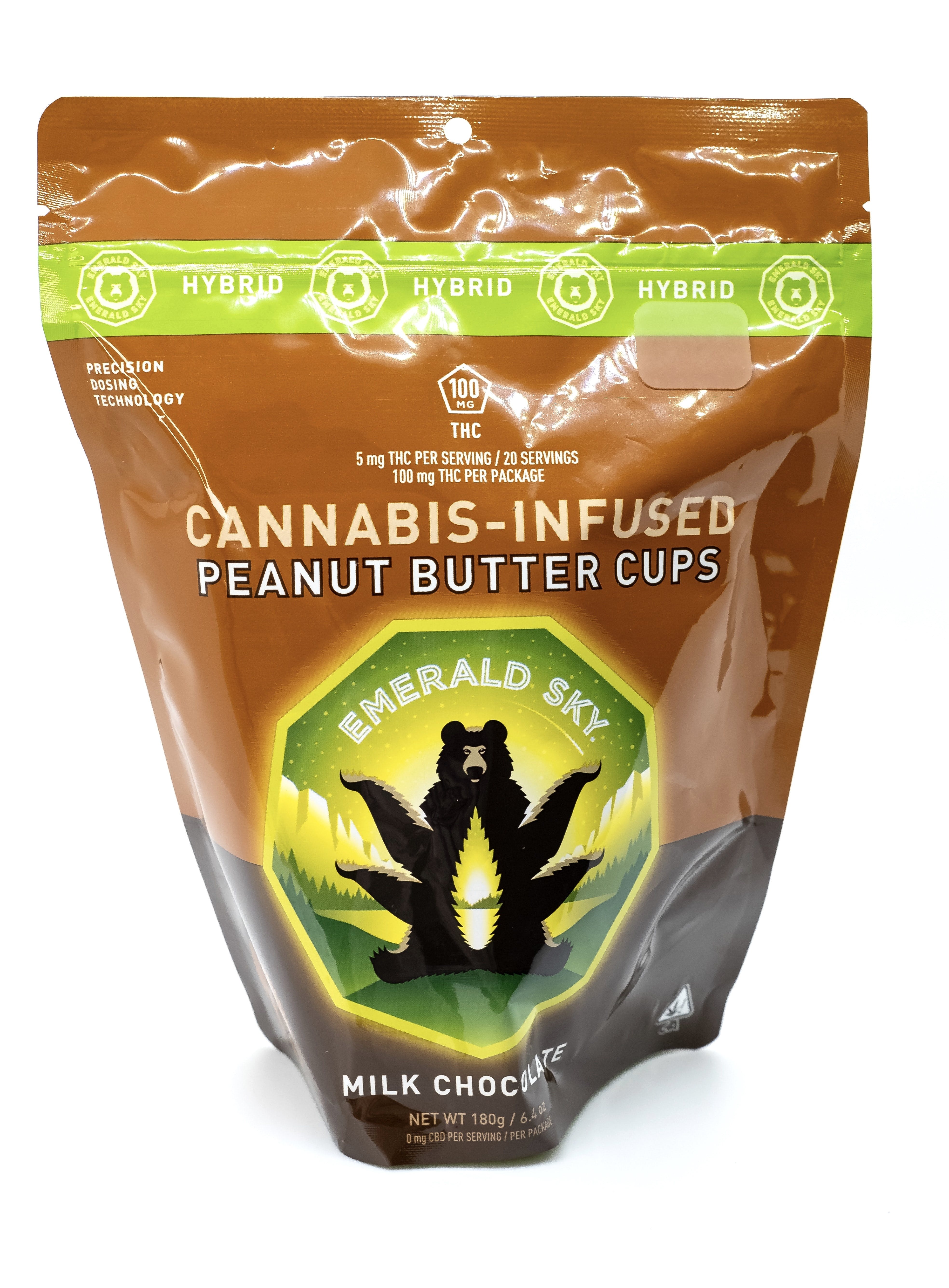 Photograph of product: Emerald Sky - Peanut Butter Cups - Hybrid - 100mg 20-Pack (5mg ea)