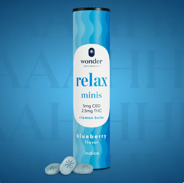 Photograph of product: Wonder | Relax: Blueberry 2:1 CBD:TH-oui Minis | Edible 40pk | 100mg