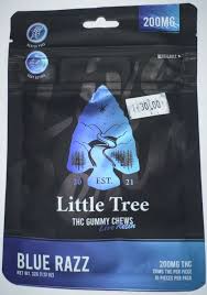Photograph of product: Little Tree - Gummies - Live Resin - Sour Blue Watermelon - 200MG