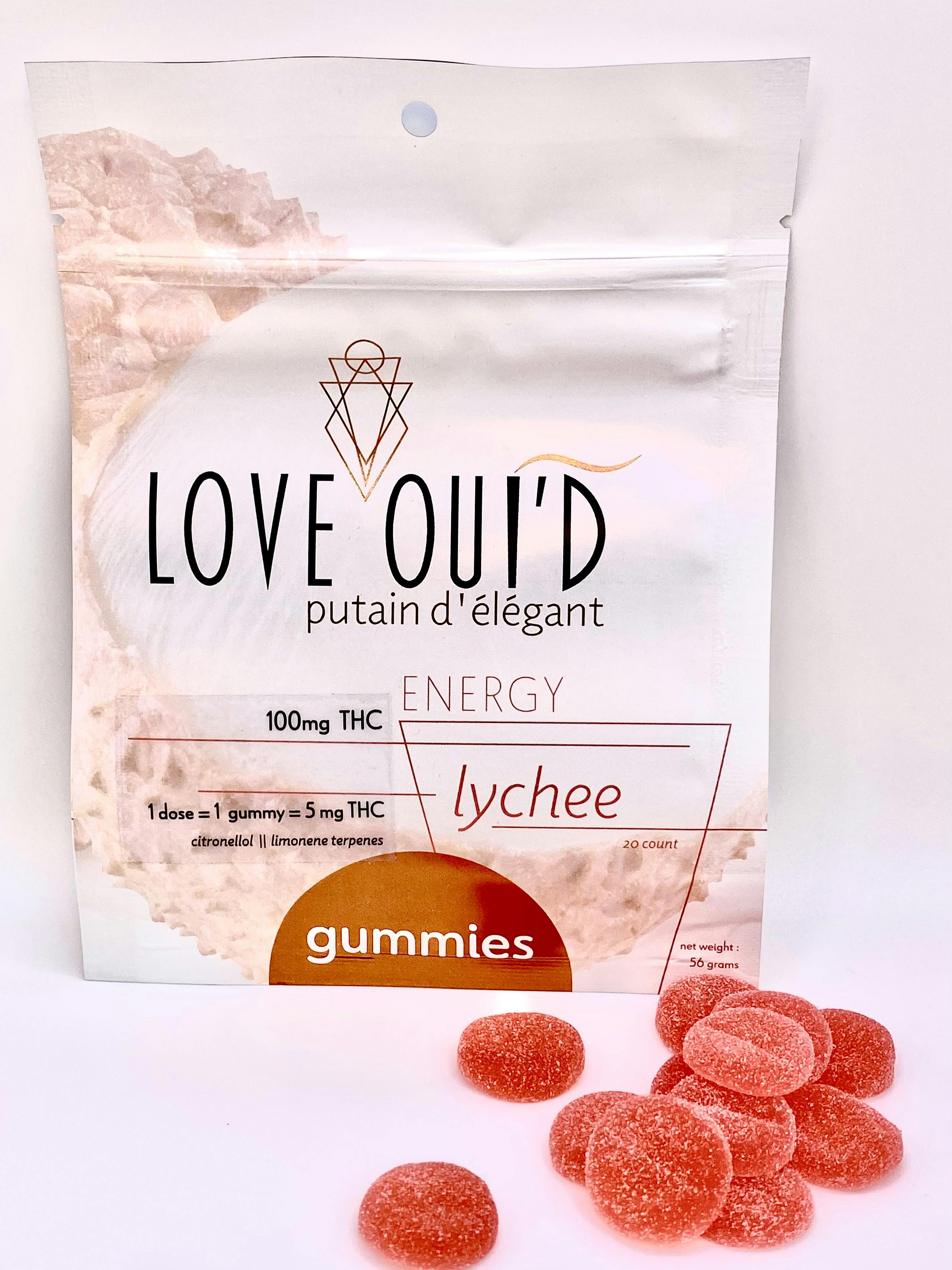 Photograph of Product: Love Oui'd | Lychee | Gummies | 20ct | 100mg
