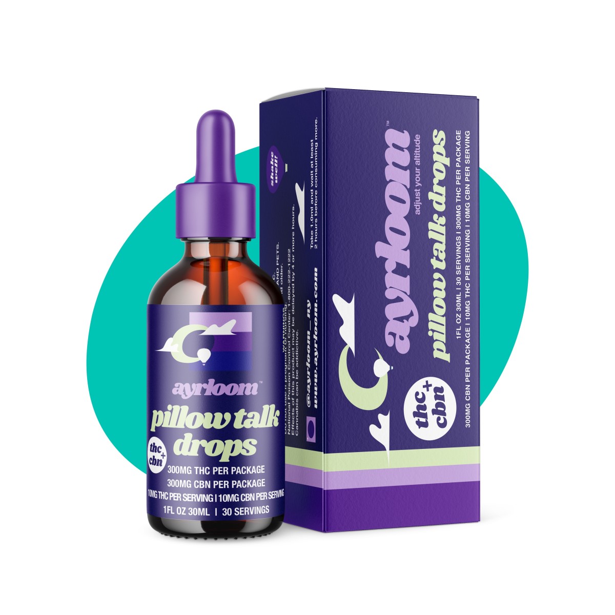 Photograph of product: Ayrloom - Pillow Talk Drops TH-oui/CBN - 300mg