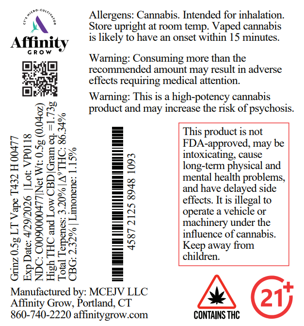 Photograph of product: Grinz .5g LT Cart (H) 00477